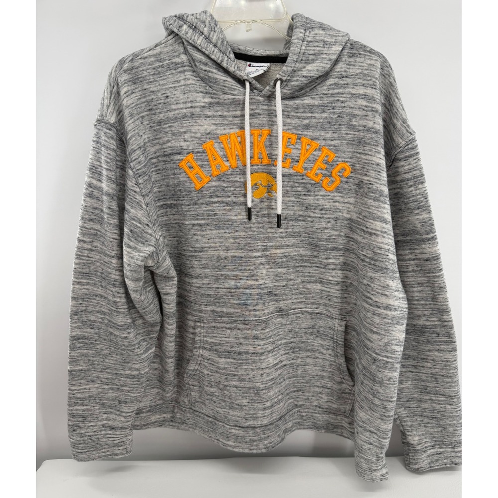 Champion Hoodie Iowa Hawkeyes XL Grey Space Dye Marl Pullover Sweatshirt